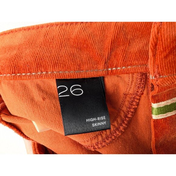 Anthropologie Pilcro Pants Womens 26 Orange High-Rise Skinny Button Fly Corduroy - Picture 10 of 13
